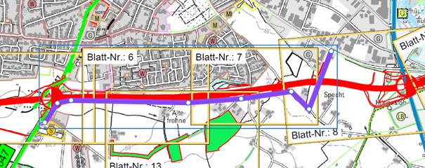 Planausschnitt mit Hinweisen